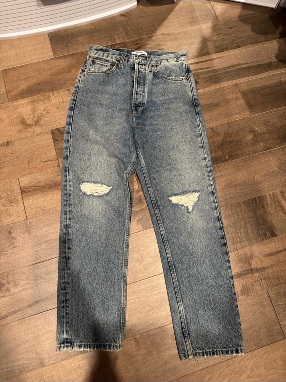 Re/Done Relaxed Fit Distressed Jeans